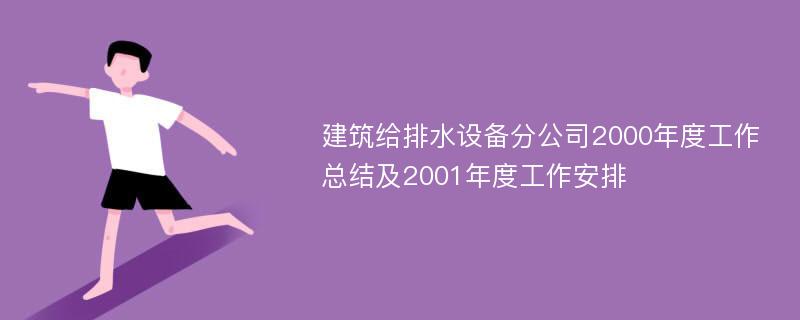 建筑给排水设备分公司2000年度工作总结及2001年度工作安排