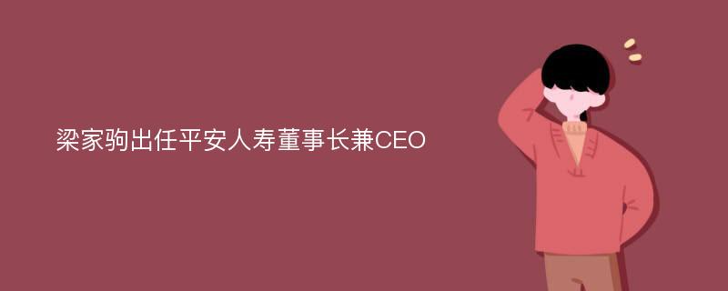 梁家驹出任平安人寿董事长兼CEO