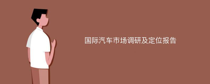 国际汽车市场调研及定位报告