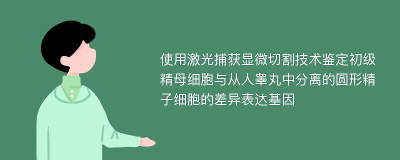 使用激光捕获显微切割技术鉴定初级精母细胞与从人睾丸中分离的圆形精子细胞的差异表达基因