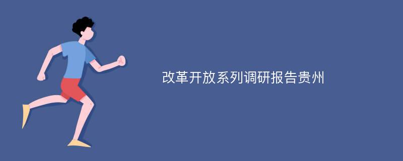 改革开放系列调研报告贵州